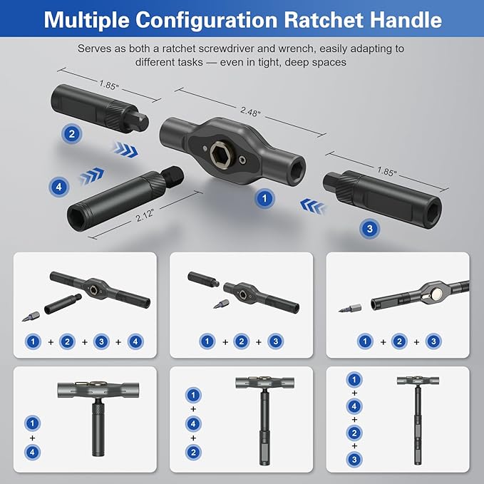 42 in 1 Magnetic Screwdriver Set, DIY Ratchet Screwdriver Set, Multi Bit Magnetic Drive Set with Detachable Ratchet Handle, Portable Compact Repair Tool Kit for Furniture Computer Bicycle Blue