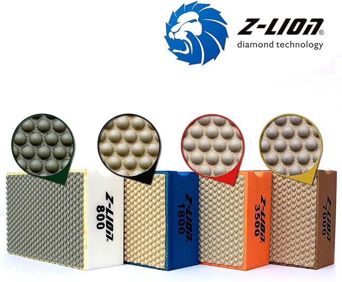 Z-Lion Resin Hand Polishing Pads for Stone Glass Ceramic Marble Granite Fine Sanding,Set of 4 Pcs