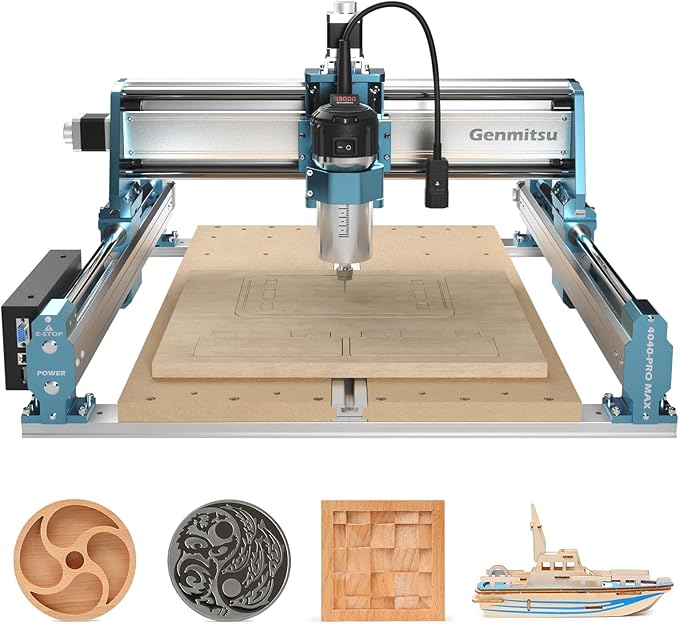 SainSmart Genmitsu 4040-PRO MAX CNC Router, 710W Trimmer & Linear Rail Driven, Work Area 410 x 405 x 77mm, for Wood Metal Acrylic Cutting Milling, GRBL Control