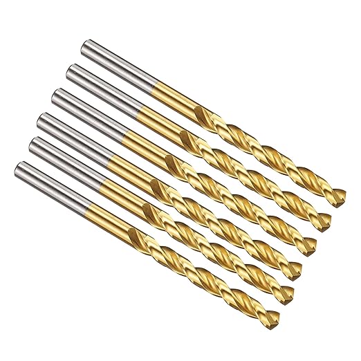 PATIKIL 5mm Drill Bit, M42 8% Cobalt High-Speed Steel Jobber Straight Shank 135° Titanium Nitride (TiN) Coated for Hard Metal Stainless Steel - 6 Pack