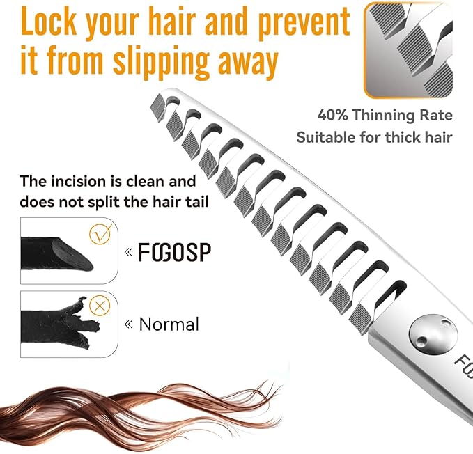 Left Handed Hair Thinning Scissors 6??Professional Barber Scissor Japan VG10 CNC Ultra-Precise Cuts Sharp Blades 12 Teeth Thinner Hair Shears for Women & Men with Thick Hair 40% Thinning Rate