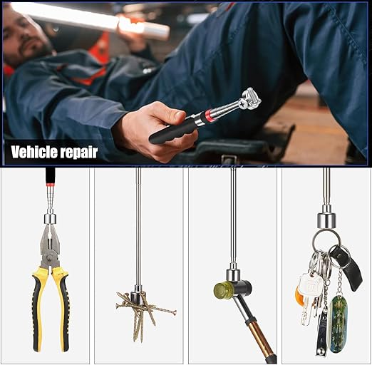 Telescoping Magnetic Pickup Tool – 20lb Strong Magnet, Extends to 30in – Heavy Duty Magnet Stick with Non-Slip Grip for Nails, Screws, Bolts, and Metal Parts