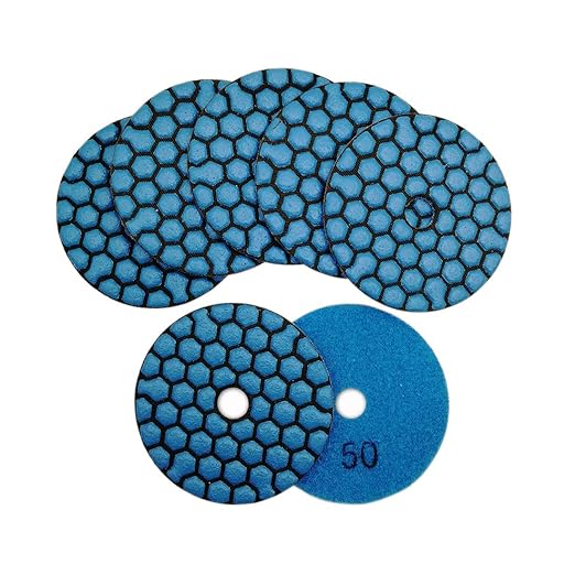 SHDIATOOL 3 Inch Dry Diamond Polishing Pads Grit 50 for Granite Marble Quartz(7-Pack)