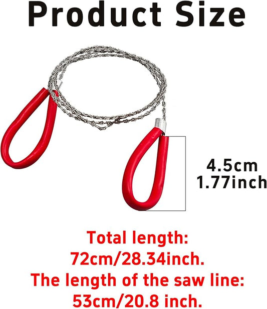 4 Pack 20.8 Inch Heavy Duty Survival Wire Saw, Stainless Steel Emergency Pocket Size Wire Saw Outdoor Tool for Wood, Rubber, Plastic, Outdoor (2 Red+2 Black)