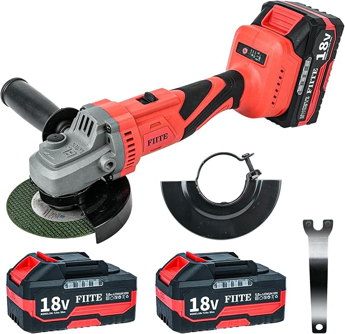 Angle Grinder, Cordless Grinder with 2 횞 5.0Ah Batteries, 10000RPM Battery Powered Grinder, 3 Speed Angle Grinder Tool, Cordless Grinder with Battery and Charger for Cutting Shaping Grinding Polishing