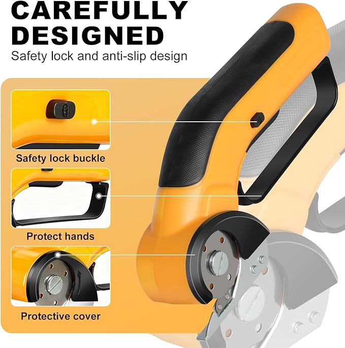 Cordless Electric Scissors Rechargeable with 2-Blade & Storage Bag, Powerful Rotary Cardboard Box Cutter 3.7V 2000mAh for Cloth Carpet Plastic Leather, Charging Cable(Yellow)