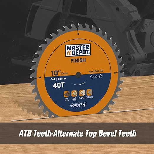 10 Inch Table Saw Blade/Miter Saw Blade, 40T & 60T Combo Pack Fine Finish for Wood Cutting, Carbide-Tipped ATB, Thin Kerf, 5/8" Arbor (2-Pack)