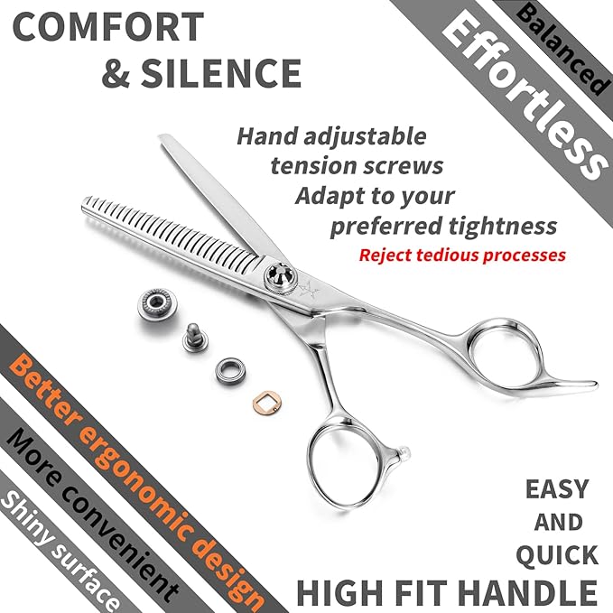 High-end Professional Hair Cut Thinning Scissors Hair Cutting Teeth Shears Barber Hairdressing Texturizing Scissor Extremely Very Sharp 6 Inch Stainless Steel Alloy For Men Women Salon& Home