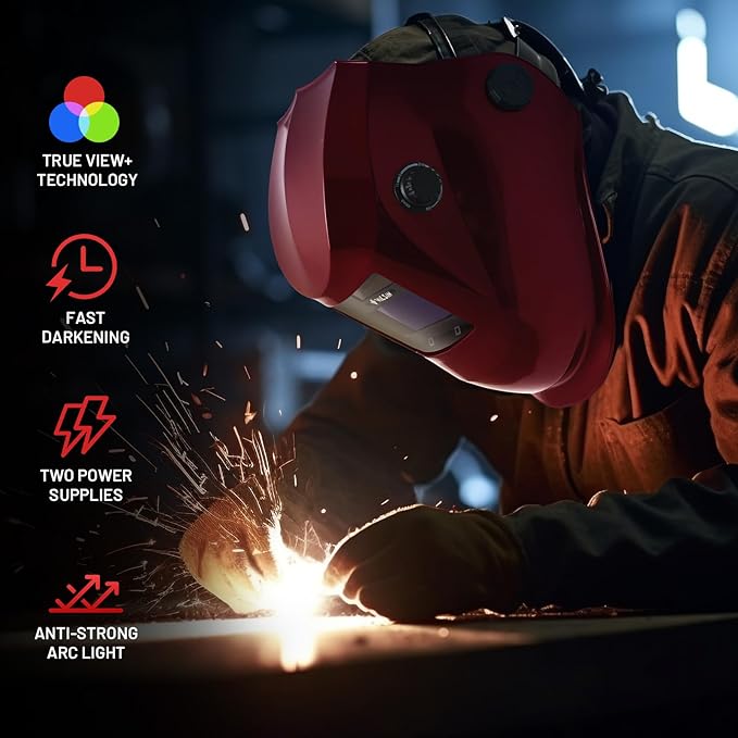 VILSIN Welding Helmet Auto Darkening Large View,Welding Hood True Color Solar Powered With 2 Arc Sensor,Wide Shade 3/4-8/9-13 for Welding Mask TIG MIG ARC Welding Shield,K23-5022-SGH