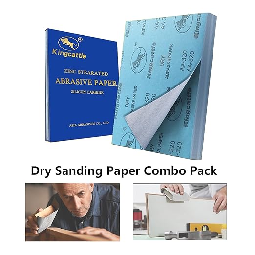 Kingcattle|Multi-Purpose White Sandpaper|60 to 1000 Grit Dry Sanding Paper Combo Pack|55 Sheets 9x11 Inch Sand Paper|Suitable for Sanding and Polishing Wood, Metal, and Painted Surfaces
