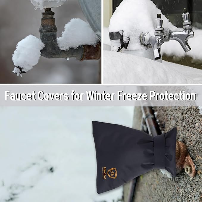 Hedoc Pro Outdoor Faucet Covers for Winter Freeze Protection, 6 Pack 6" W x 8.2" H Winter Faucet Insulation Cover Socks, Hose Bib Covers for Winter