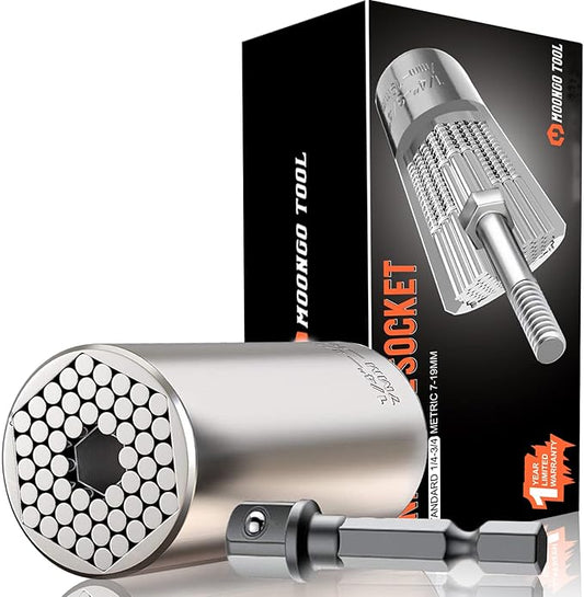 Super Universal Socket Tools Gifts for Men - Christmas Stocking Stuffers for Men Grip Socket Set with Power Drill Adapter Cool Stuff Ideas Gadgets for Him Birthday Gifts for Dad Women Husband