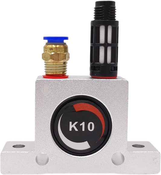 K10 K 1/4'' Industrial Pneumatic Turbine Ball Vibrator, Thread Pneumatic Vibrator Power Concrete Vibrator Ball Type Aluminum Alloy Air Turbine Oscillator with Silencer