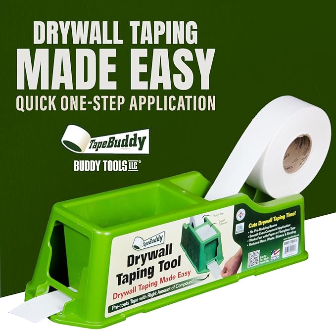 Buddy Tools TapeBuddy Drywall Taping Tool - Simplifies Drywall Banjo Taping - Reliable & Efficient Tape Dispenser for DIYers - Easy to Use - Reduces Mess and Waste