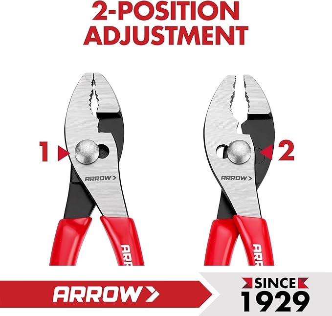 ARROW 6" Slip Joint Pliers, Small Pliers with Thick Dip-Grip Handle, High Carbon Steel, Strong Grip Jaws, Pliers Tool for Gripping, Loosening Nuts and Bolts, Cutting Steel Wire