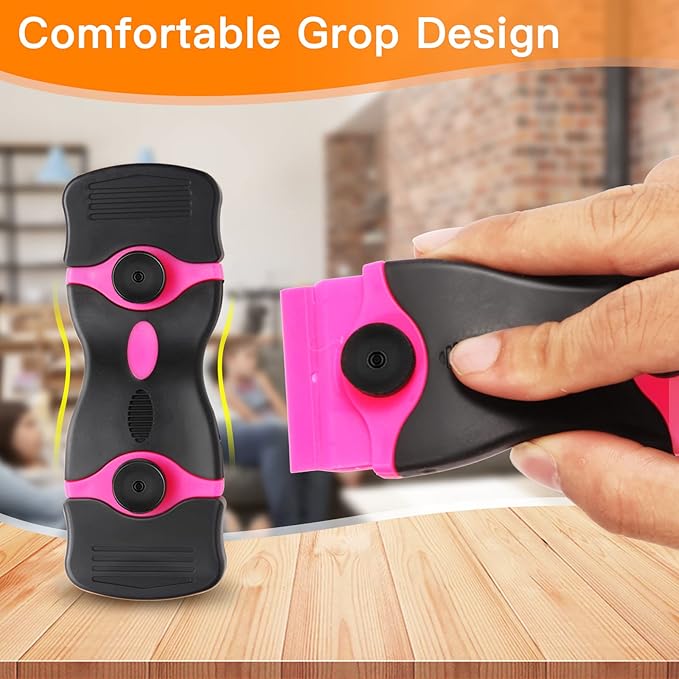 2PACK Razor Blade Scraper, 2-in-1 Scraper Tool with 20Pcs Plastic Blades & 10Pcs Metal Blades, Multi-Purpose Cleaning Razor Scraper Paint Removal for Glass, Decals, Stickers, Labels, Caulk, Adhesive