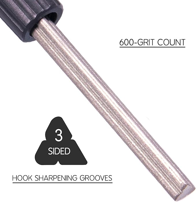 Kraken Bass Fishing Hook Sharpener - Diamond Stone & Grooved for Fishing Hooks and Knives