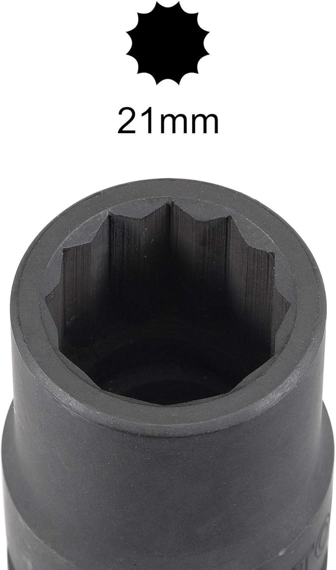 uxcell 3/4-Inch Drive 21mm 12-Point Impact Socket, CR-MO Steel 56mm Length, Standard Metric Sizes