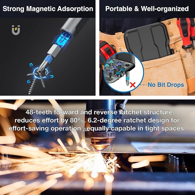 24-in-1 Small and Durable Allen&PH/Torx/Slotted Magnetic Screwdriver Set節쏞ompact and Solid T-Handle Set, Detachable Multi-Bit Ratchet Driver for Electronics, Allen Wrench, Phone Repair&Furniture