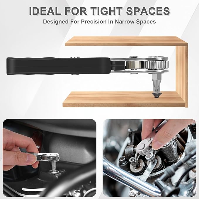 10-In-1 Angled Ratchet Screwdriver Set竊?0 Degree Right Angle, Angled and Offset Screwdrivers for Tight Spaces. Practical, Multifunctional, Professional Mini Ratchet Set