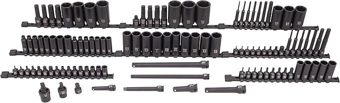 SUNEX 10105 3/8" & 1/2" Drive SAE & Metric 6 Point Standard & Deep with Star (E and Tamperproof), Triple Square, & Hex Bit, 105-Piece