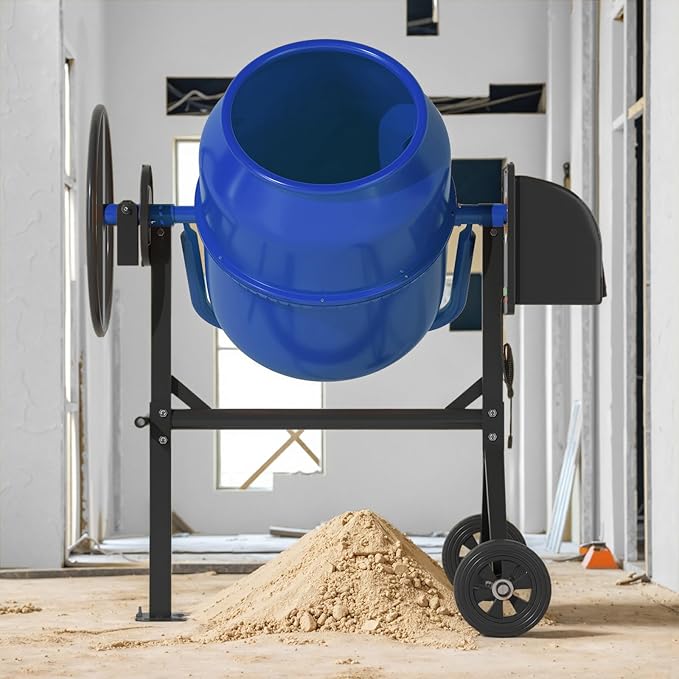 6.0 Cu.Ft. Concrete Mixer, Heavy Duty Portable Concrete Mixer with Wheel & Stand, Electric Cement Mixer Machine with 160L Drum, 120V Motor for Concrete, Mortar,Seeds, and Feed,Blue.