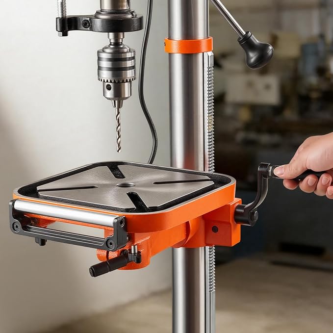 VEVOR 12-Inch Benchtop Drill Press, 6.2 Amp, 1 HP Bench Drill Press, 530 to 3140 RPM Variable Speed, 0-45째 Tilting Worktable, with Laser and LED Work Light, Tabletop Drilling Machine, for Wood Metal