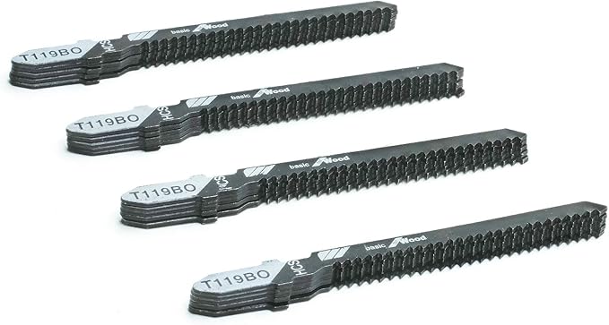 TAROSE 20-Piece T119BO 3 Inch 12 TPI Assorted T-Shank Scrolling Jig Saw Blades Set for Precision Cutting Wood