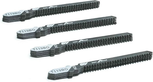 TAROSE 20-Piece T119BO 3 Inch 12 TPI Assorted T-Shank Scrolling Jig Saw Blades Set for Precision Cutting Wood