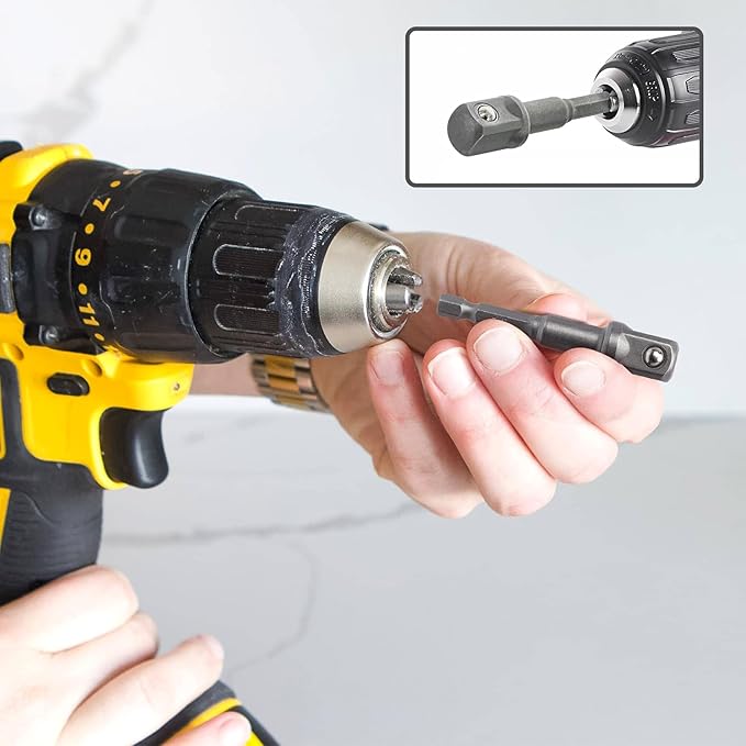 6 PCS 1/2 inch Impact Socket Adapter, Extension Adapter Bits for Impact Driver, Impact Driver Power Bits Set for 1/4-Inch Hex Shank Power Drill for Workplace, Automotive DIY
