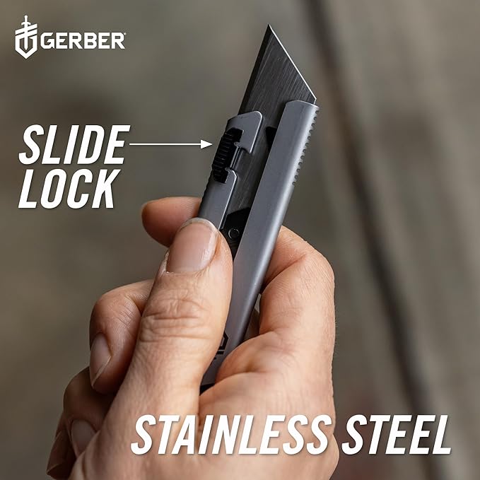 Gerber Gear EAB Utility Knife, Clips to Pocket or Keychain with Replaceable Razor Blade for Everyday Carry, EDC Gear with Box Cutter Retractable, Mini Silver