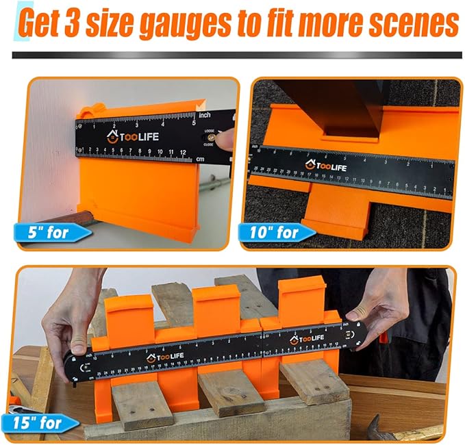 TOOLIFE Connectable Contour Gauge with Lock, Stocking Stuffers竊똆ifts for Men Him Husband Dad,Woodworking Tools for Flooring竊?Cool New Measuring Tool for odd Shape, Christmas Gifts Anniversary Birthday
