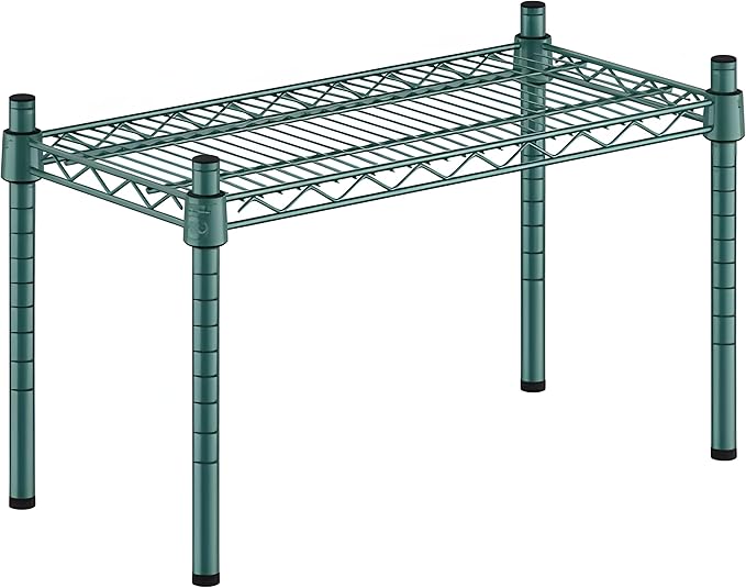 12" x 24" x 14" Green Epoxy Wire Storage Shelf, Dunnage Rack, Commercial 1 Tier Small Shelf