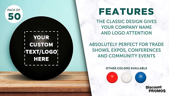 Custom Stress Balls for Adults Set of 50, Personalized Bulk Pack - Relief, Perfect for Your Desk, Office or Home - Black