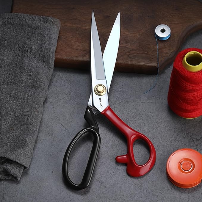 TONMA True Left Handed Fabric Scissors [Made in Japan] 10 Inch Heavy Duty Sewing Scissors, Industrial Japanese Steel Dressmaker Tailor Shears for Cutting Clothes Fabric Denim Leather