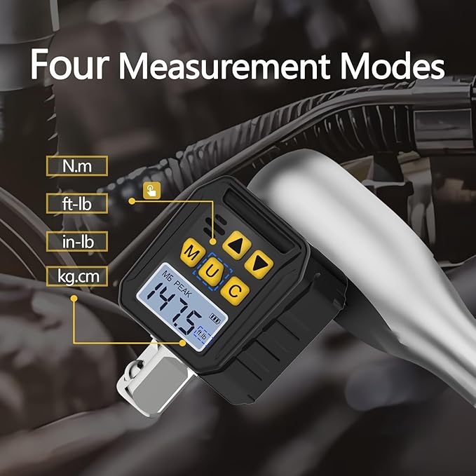 1/2??Drive Digital Torque Adapter, 7.38-147.5 Ft-lb/10-200 Nm Digital Torque Wrench Converter with 3/8" and 1/4" Adapters for Bicycle Motorcycle Car Repair