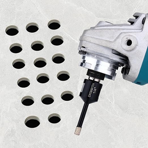 1/4 Inch Dry Diamond Core Drill Bits Set 2 pcs for Ceramic Porcelain Granite Marble Tiles Stone Glass Brick Hard Materials, 5/8-11 Thread for Angle Grinders Wet Polishers, Tile Hole Saws 6mm