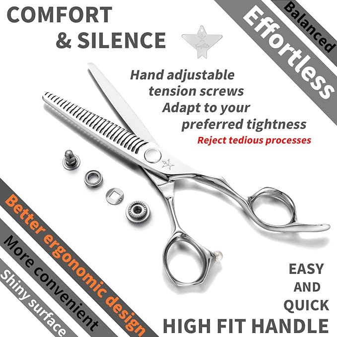 High-end Professional Hair Cut Thinning Scissors Hair Cutting Teeth Shears Barber Hairdressing Texturizing Scissor Extremely Very Sharp 6 Inch Stainless Steel Alloy For Men Women Salon& Home