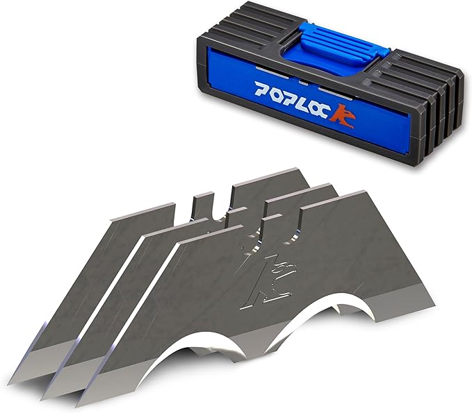 Poplock Hook Blades for Utility Knife, 20 Pack SK2 Steel Hook Utility Knife Blades, Long-Lasting Wide R-Curve Design for Roofing, Carpet & Cardboard ??Fits Standard Box Cutters