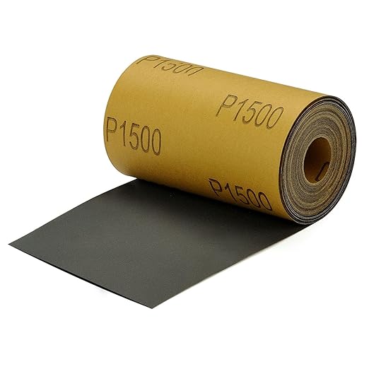 MAXMAN 1500 Grit Sandpaper Roll, Silicon Carbide Wet Dry Longboard Sand Paper, 3-2/3" Wide 11 Yard Long Continuous Roll, for Auto, Wood, Metal Sanding Polishing, Hand Sanding Blocks