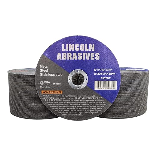 100 Pc 6" x 1/16" x 7/8" Cut-Off Wheels Lincoln Abrasives Metal & Stainless Steel