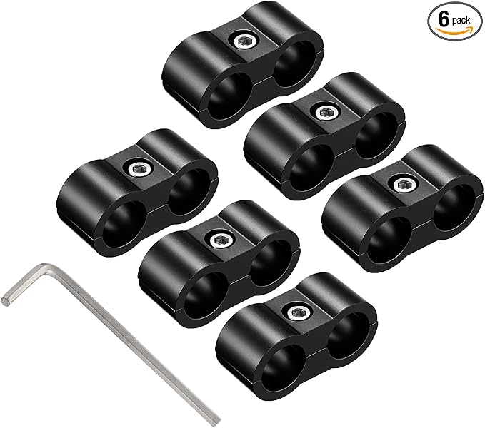 EVIL ENERGY Hose Separator Clamp,Fuel Line Mounting Clamp Aluminum Black (6, AN4)
