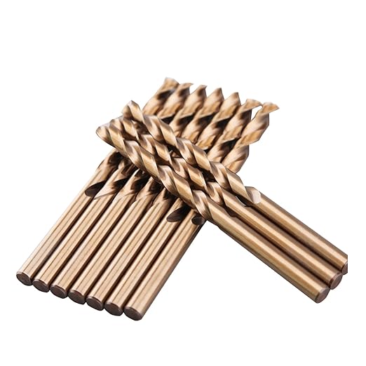 1/4" M35 Cobalt HSS Jobber Length Twist Drill Bit with Straight Shank,Heavy Duty, Pack of 10 PCS, Drilling for Cast Iron, Heat-Treated Steel, Stainless Steel and Other Hard Materials by LU&MN