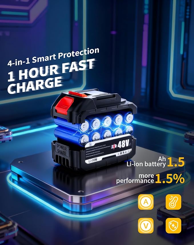 48V Cordless Impact Wrench, 1/2 Impact Gun, 4-Speed Brushless High Torque Impact Gun with LED Light, Precision Power Wrench