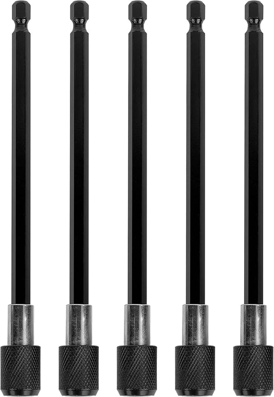 5PCS Drill Bit Extension Quick Release Screwdriver Bit Holder 6 inch Length 1/4 inch Hex Shank Drill Bit Extender Magnetic Bit Extension Adapter Set for Power Screwdriver Drill Impact Driver