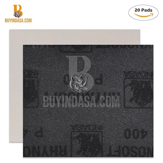 Indasa Rhynosoft Foam Sanding Pads - 4.5" x 5.5",Hook and Loop, 100 Grit, Redline & Plusline, Flexible,Tear-Resistant,Ideal for Automotive,Wood,& Finishing (Pack of 20 Pads)