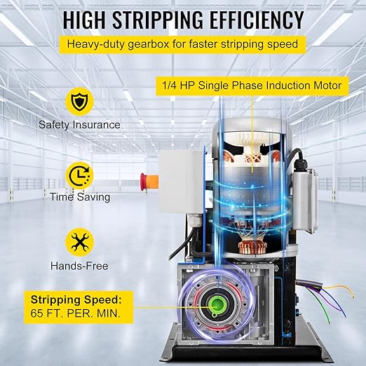 Happybuy Wire Stripping Machine DA 0.06 inch -1.5 inch,Wire Stripper Machine 11 Channels 10 Blades, Automatic Wire Stripping Tool with Manual Hand Cranked Industrial for Recycling Copper Wire