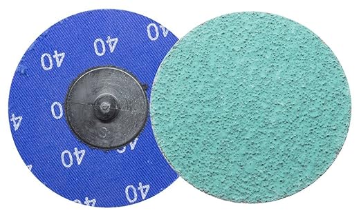 Benchmark Abrasives 3 Inch Sanding Discs Quick Change Green Zirconia, Male R Type Backing - Drill & Die Grinder Sanding Disc for Deburring Polishing Rust Remover for Metal (25 Pack) - 36 Grit
