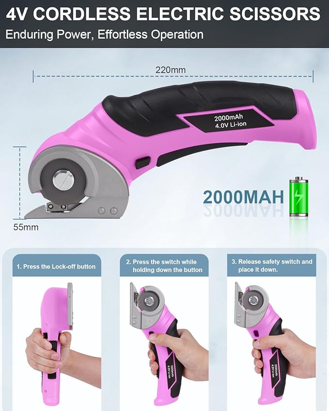 Stocking Stuffer for Women Gifts - Cordless Electric Scissors Cardboard Cutter Power Tools for Men Heavy Duty Box Shears with Safety Lock for Cardboard, Crafting, Carpet, Leather
