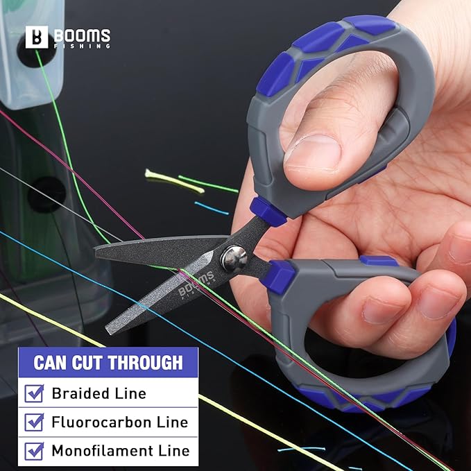 Booms Fishing Braided Line Scissors: Micro-Serrated Stainless Steel Blades Line Cutter - XW01 4.1" Fishing Serrated Shears